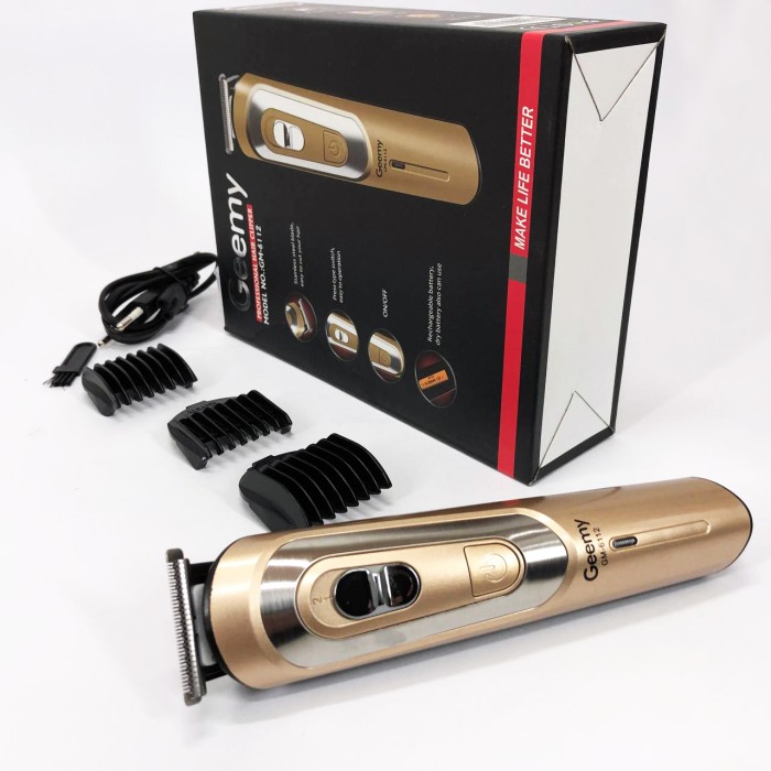 Електромашинка для волосся GEMEI GM-6112, Акумуляторна машинка для стрижки волосся з насадками BG-82