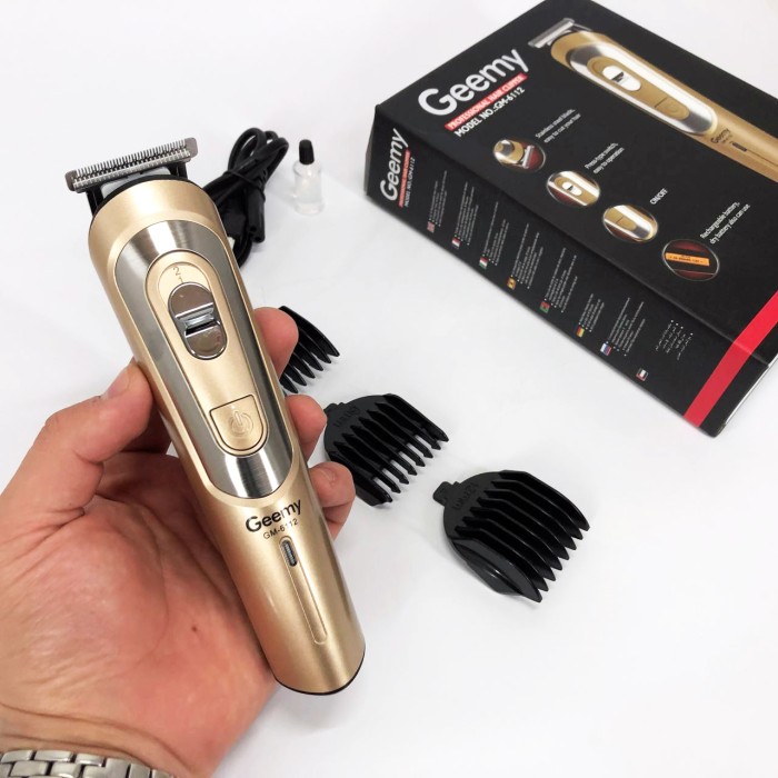 Електромашинка для волосся GEMEI GM-6112, Акумуляторна машинка для стрижки волосся з насадками BG-82