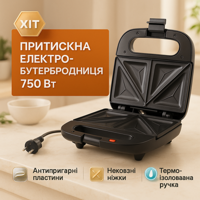 Притискна електробутербродниця, Сендвічниця бутербродів, Бутербродниця на подарунок JP-64