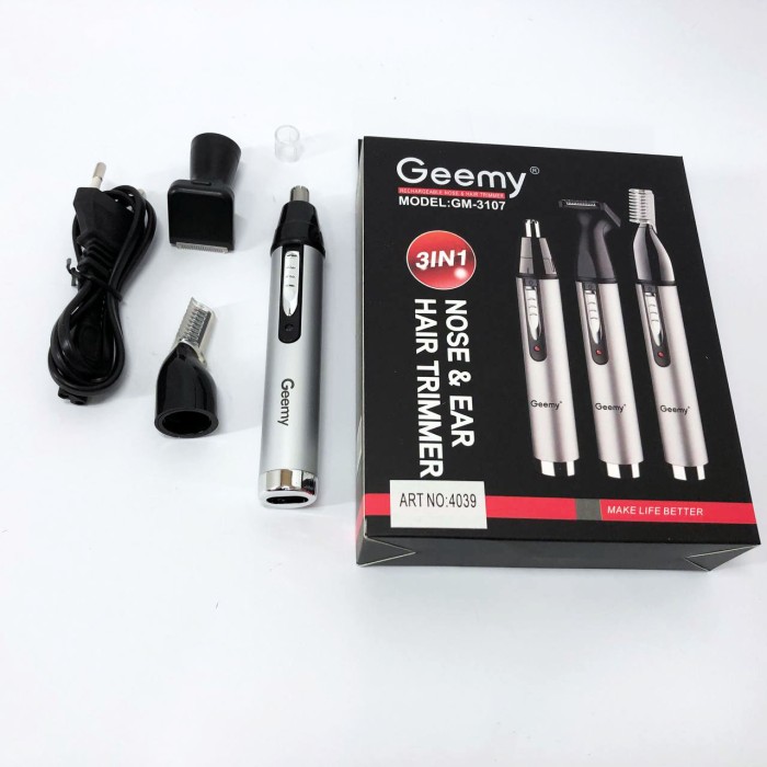 Тример для носа на акумуляторі GEMEI GM-3107 3в1, вух, Машинка для видалення волосся з носа вух FD-73