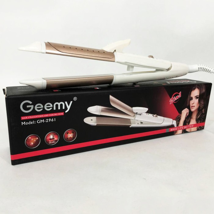 Топ випрямляч для волосся GEMEI GM-2961, Ергономічна праска-випрямляч, Щипці для кучерявого волосся BH-77