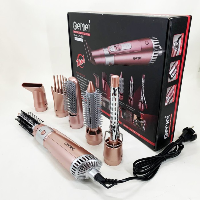 Фен-гребінець для швидкого укладання GEMEI, Функціональний професійний фен, Фен з потужним мотором QF-15