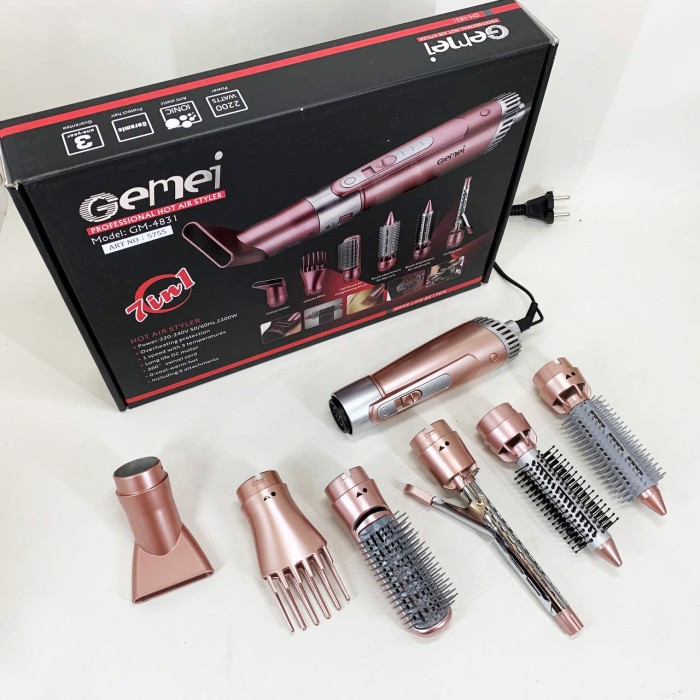 Фен-гребінець для швидкого укладання GEMEI, Функціональний професійний фен, Фен з потужним мотором QF-15