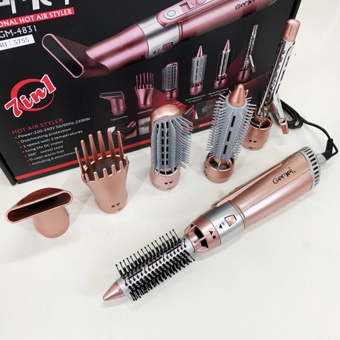 Фен-гребінець для швидкого укладання GEMEI, Функціональний професійний фен, Фен з потужним мотором QF-15