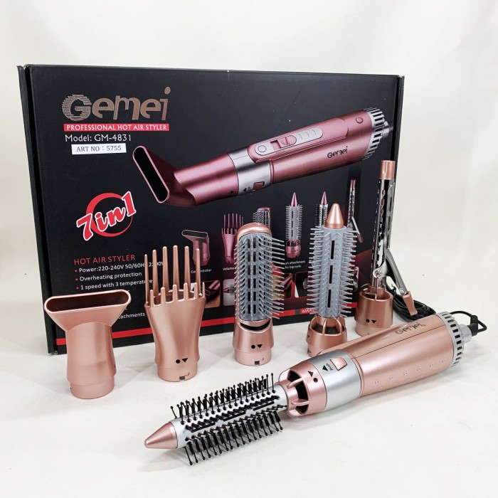 Фен-гребінець для швидкого укладання GEMEI, Функціональний професійний фен, Фен з потужним мотором QF-15