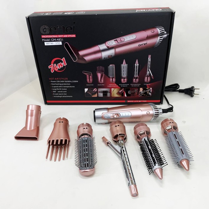 Фен-гребінець для швидкого укладання GEMEI, Функціональний професійний фен, Фен з потужним мотором QF-15