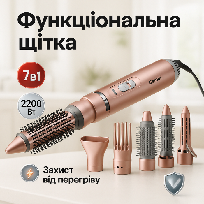 Щипці фен для волосся мультистайлер GEMEI GM-4831 7в1, класичний фен для волосся потужний для волосся