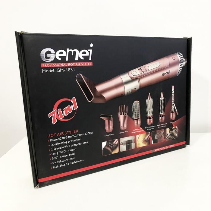 Домашній фен GEMEI GM-4831, Фен для різних типів волосся, Гребінець-браш WG-398 для укладання
