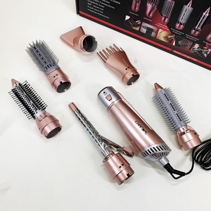 Фен для волосся з холодним обдуванням GEMEI, Функціональна щітка для сушіння, Хороший потужний фен QR-47