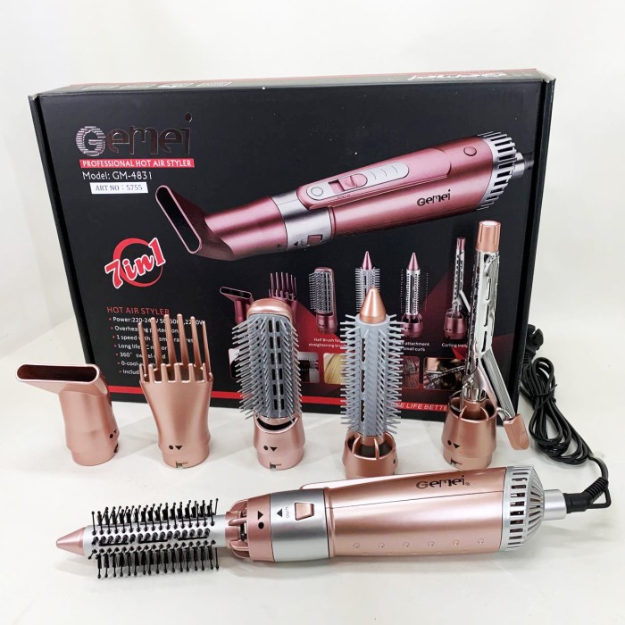 Фен для волосся з холодним обдуванням GEMEI, Функціональна щітка для сушіння, Хороший потужний фен QR-47