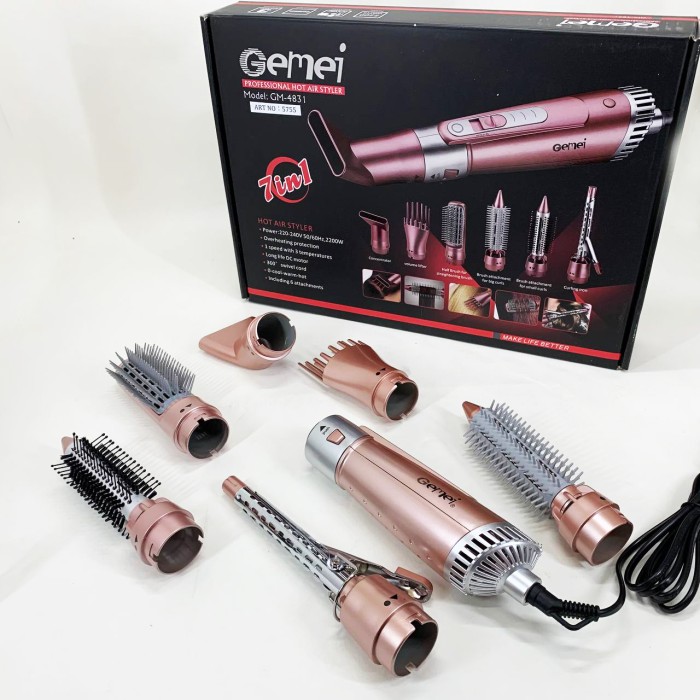 Фен для волосся з холодним обдуванням GEMEI, Функціональна щітка для сушіння, Хороший потужний фен QR-47
