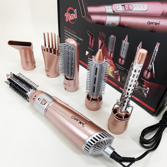 Фен для волосся з холодним обдуванням GEMEI, Функціональна щітка для сушіння, Хороший потужний фен QR-47