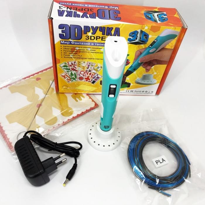 Сучасна акумуляторна 3d ручка 3D ручка Smart 3D Pen 2 голубая, Ручка 3d pen з ZN-134 lcd дисплеєм
