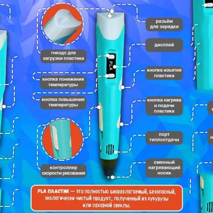 Сучасна акумуляторна 3d ручка, Дитяча електро ручка для фігурок із пластику Трид з lcd дисплеєм PM-52