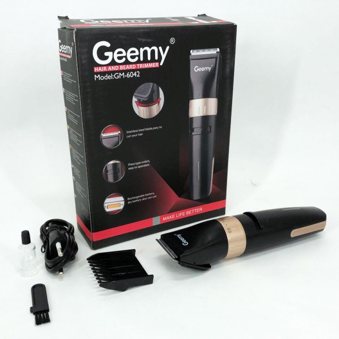 Акумуляторний універсальний тример для стрижки Gemei GM-6042 черный, Набір для стрижки з зарядкою EM-78