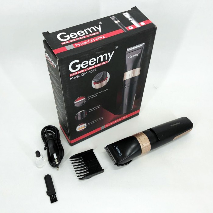 Акумуляторний універсальний тример для стрижки Gemei GM-6042 черный, Набір для стрижки з зарядкою EM-78