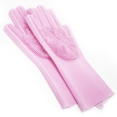 Силіконові рукавички Magic Silicone Gloves Pink для прибирання чистки миття посуду для будинку. Колір рожевий EX-76