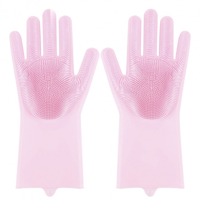Силіконові рукавички Magic Silicone Gloves Pink для прибирання чистки миття посуду для будинку. Колір рожевий EX-76
