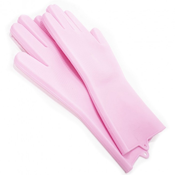 Силіконові рукавички Magic Silicone Gloves Pink для прибирання чистки миття посуду для будинку. Колір рожевий EX-76