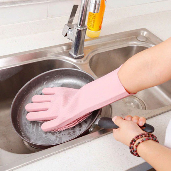Силіконові рукавички Magic Silicone Gloves Pink для прибирання чистки миття посуду для будинку. Колір рожевий KV-72