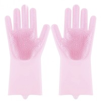 Силіконові рукавички Magic Silicone Gloves Pink для прибирання чистки миття посуду для будинку. Колір рожевий SD-12