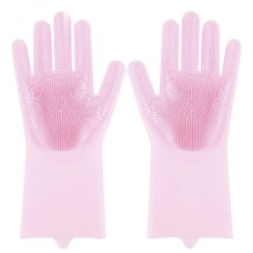 Силіконові рукавички Magic Silicone Gloves Pink для прибирання чистки миття посуду для будинку. Колір рожевий SD-12