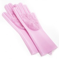 Силіконові рукавички Magic Silicone Gloves Pink для прибирання чистки миття посуду для будинку. TQ-676 Колір рожевий