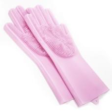 Силіконові рукавички Magic Silicone Gloves Pink для прибирання чистки миття посуду для будинку. TQ-676 Колір рожевий
