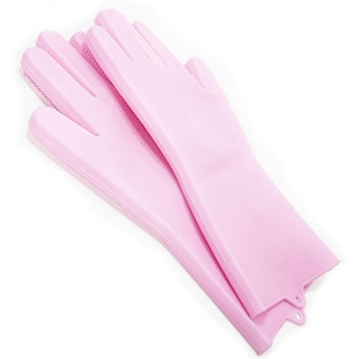 Силіконові рукавички Magic Silicone Gloves Pink для прибирання чистки миття посуду для будинку. TQ-676 Колір рожевий