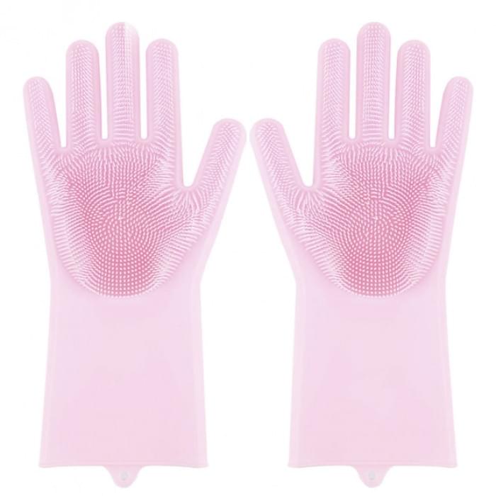 Силіконові рукавички Magic Silicone Gloves Pink для прибирання чистки миття посуду для будинку. TQ-676 Колір рожевий