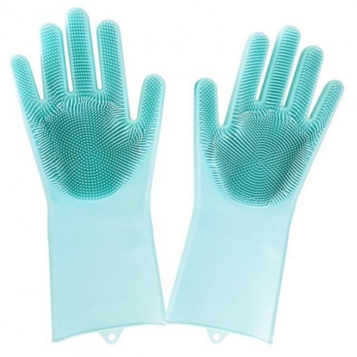 Силіконові рукавички Magic Silicone Gloves Pink для прибирання чистки миття посуду для будинку. Колір: бірюзовий JC-46