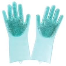 Силіконові рукавички Magic Silicone Gloves Pink для прибирання чистки миття посуду для будинку. RB-787 Колір: бірюзовий