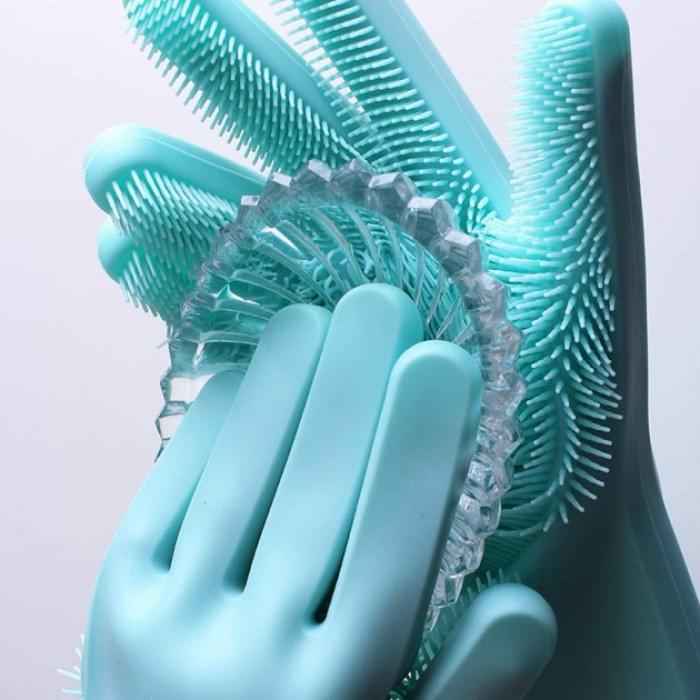 Силіконові рукавички Magic Silicone Gloves Pink для прибирання чистки миття посуду для будинку. RB-787 Колір: бірюзовий