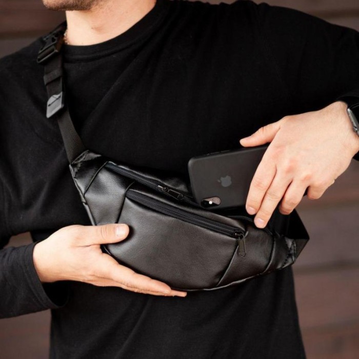 Сумка-бананка з додатковою кишенею, Бананка на блискавці, Повсякденна чоловіча сумка на груди CY-85