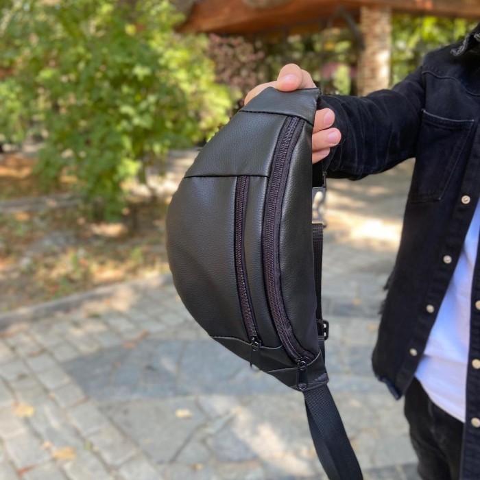 Сумка-бананка з додатковою кишенею, Бананка на блискавці, Повсякденна чоловіча сумка на груди CY-85