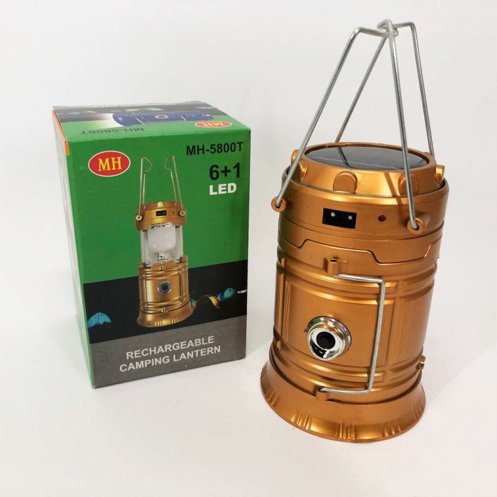 Туристичний ліхтар лампи на сонячній батареї з павером CAMPING MH-5800T (6+1 LED) Brown