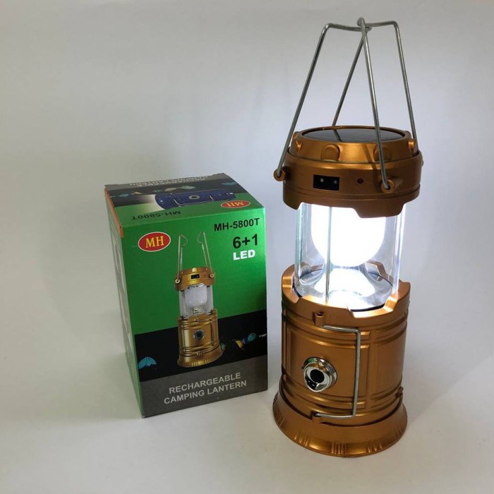 Туристичний ліхтар лампи на сонячній батареї з павером CAMPING MH-5800T (6+1 LED) Brown