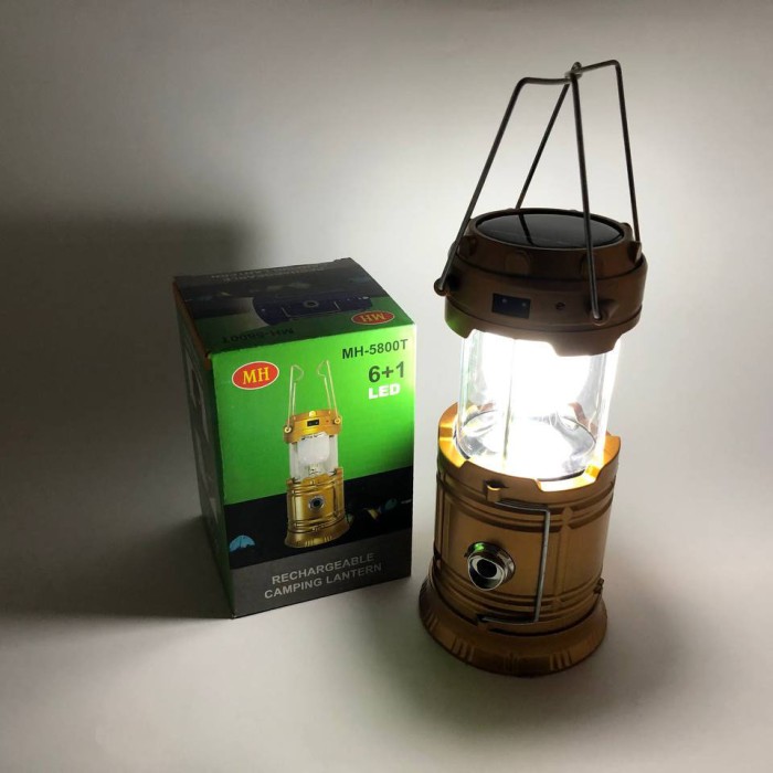 Туристичний ліхтар лампи на сонячній батареї з павером CAMPING MH-5800T (6+1 LED) Brown