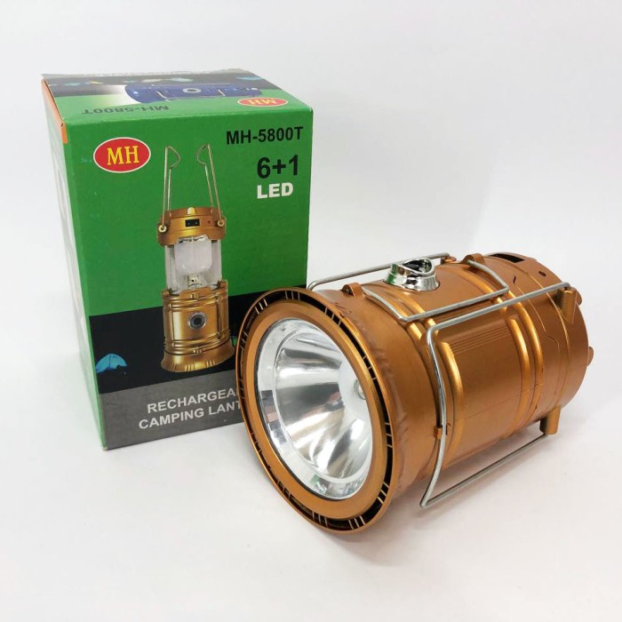 Туристичний ліхтар лампи на сонячній батареї з павером CAMPING MH-5800T (6+1 LED) Brown