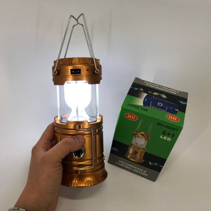 Туристичний ліхтар лампи на сонячній батареї з павером CAMPING MH-5800T (6+1 LED) Brown