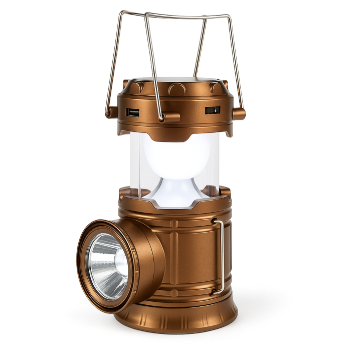 Туристичний ліхтар лампи на сонячній батареї з павером CAMPING MH-5800T (6+1 LED) Brown