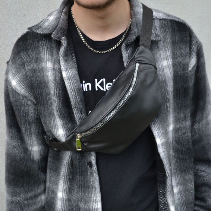 Фірмова чоловіча сумка бананка, Бананка чорна з натуральної шкіри Сумка чоловіча шкіряна MY-91