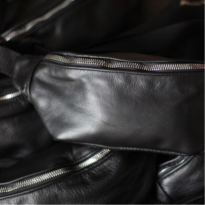 Фірмова чоловіча сумка бананка, Бананка чорна з натуральної шкіри Сумка чоловіча шкіряна MY-91