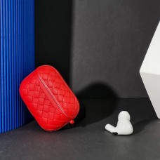 Чохол на AirPods плетена шкіра. червоний RY-25