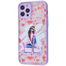 Чохол для Apple Iphone 12 Pro Max фіолетовий FI-175 з сердечками