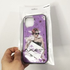 Чохол на Apple Iphone 12 Pro Max дівчина в окулярах. Колір фіолетовий DI-64