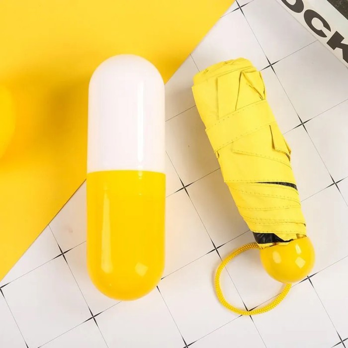 Компактна парасолька в капсулі-футлярі Жовтий, маленька парасолька в капсулі. Колір: жовтий RE-97