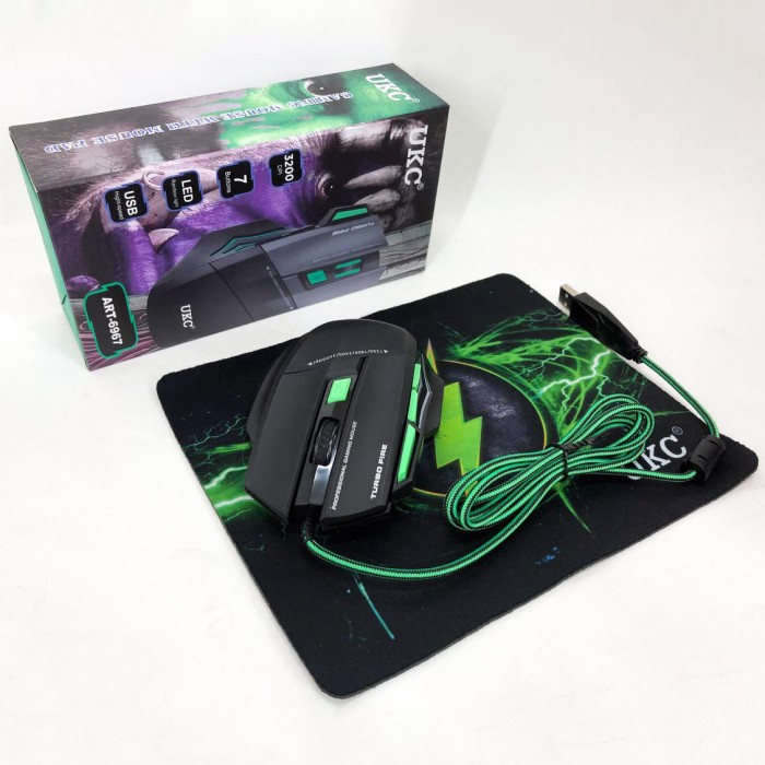 Мишка провідна ігрова UKC 6967 з килимком HI-75