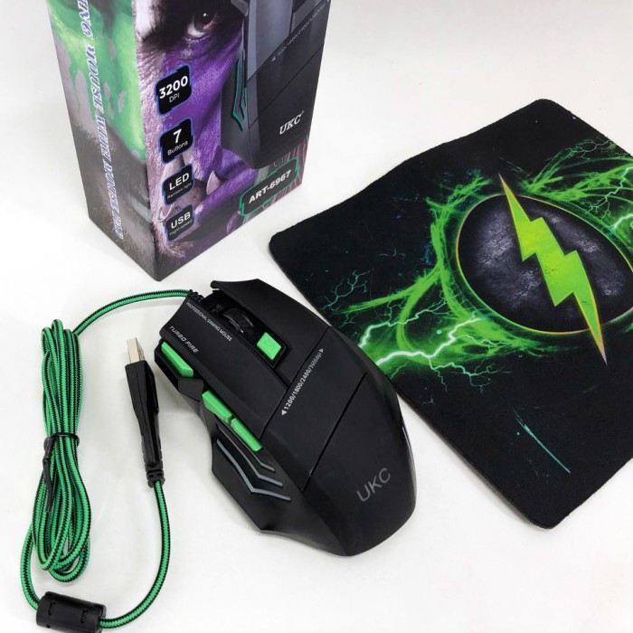 Мишка провідна ігрова UKC 6967 з килимком HI-75