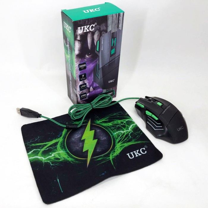 Мишка провідна ігрова UKC 6967 з килимком HI-75